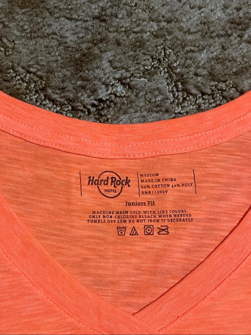 Hard Rock Hotel Juniors Fit Medium Y2K Orange‎ T Shirt